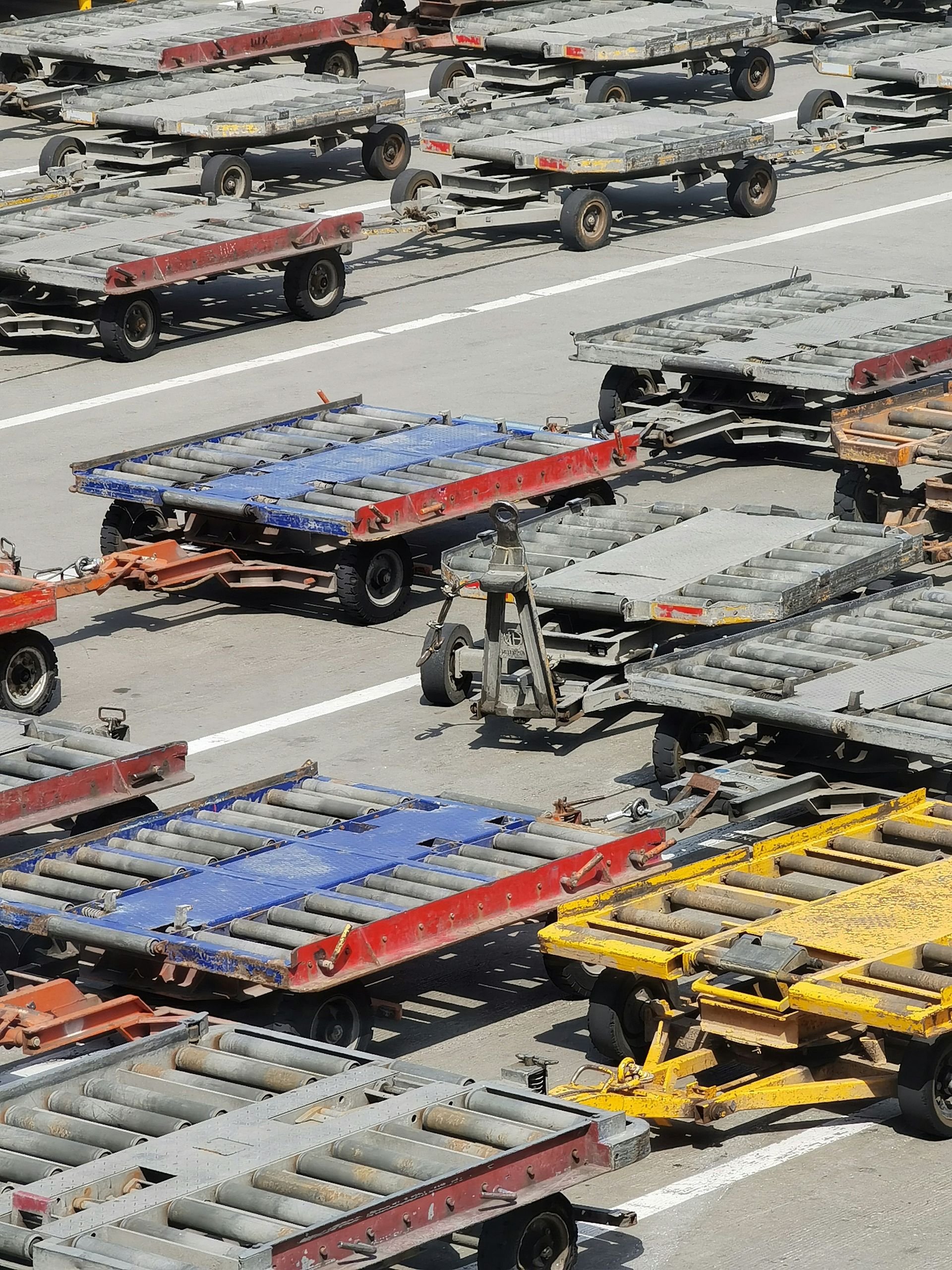 a lot of trucks that are sitting in a parking lot